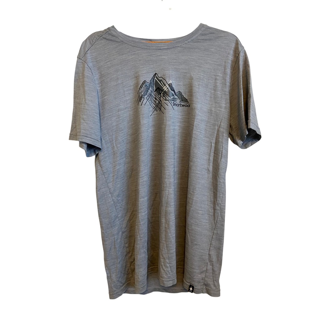 Smartwool Mens Merino Sport 150 Mountain Graphic Tee Grey Short Sleeve M